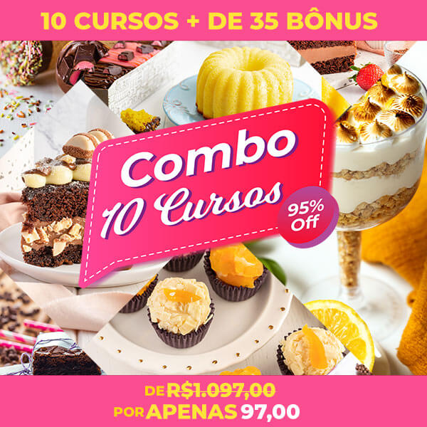 Combo com 10 cursos de confeitaria